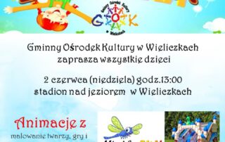 Animacje z WażkaFun, konkursy z nagrodami, przygotowane przez Gminną Bibliotekę Publiczną w Wieliczkach oraz stoisko KGW „Superbabki” podczas Dnia Dziecka w Wieliczkach w dniu 2 czerwca w godz. 13-15