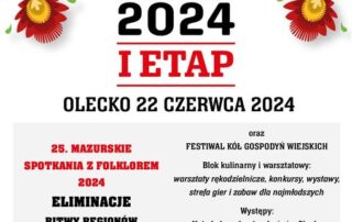 Bitwa Regionów ‘2024 z udziałem 5 Kół Gospodyń Wiejskich z gminy Wieliczki. Początek konkursu w dniu 22 czerwca o godz. 14. na placu Wolności w Olecku.