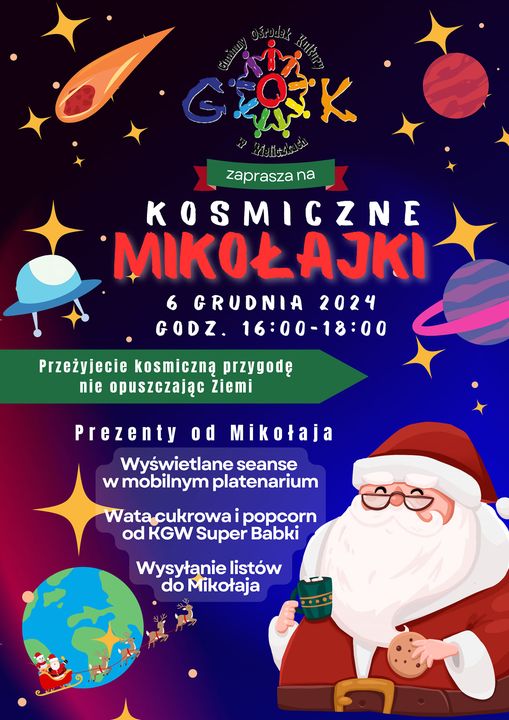 GOK Wieliczki zaprasza dzieci na Kosmiczne Mikołajki!