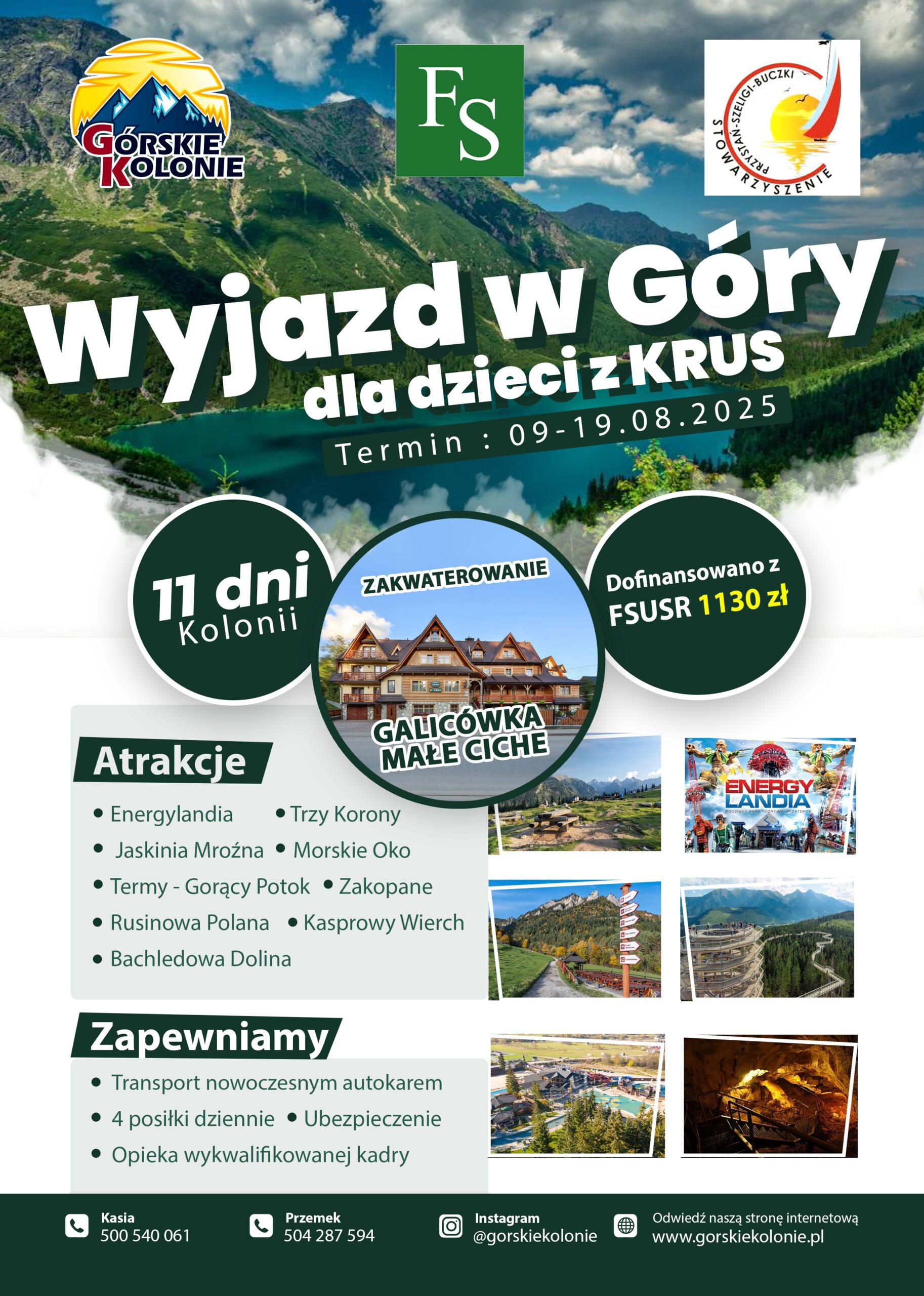 Zapisy na Wyjazd w Góry dla dzieci z KRUS na wypoczynek letni – możliwość dofinansowania z FSUSUR w wysokości 1130 zł