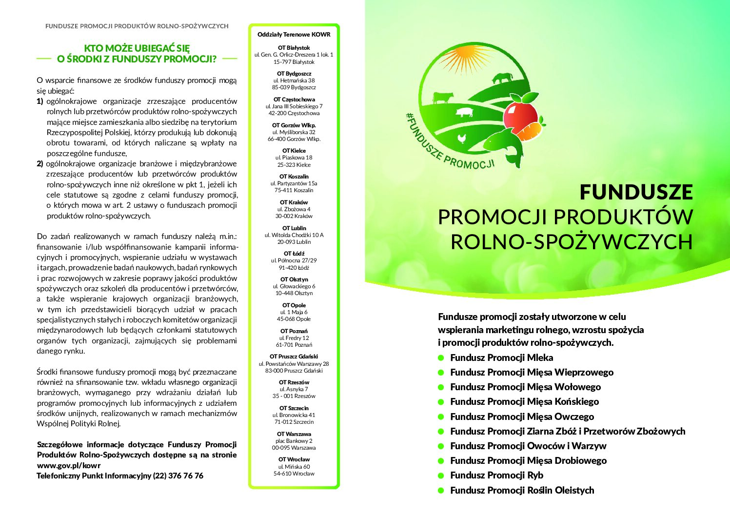 FUNDUSZE PROMOCJI PRODUKTÓW ROLNO-SPOŻYWCZYCH